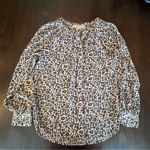 LOFT Leopard Print Blouse - Black and Brown